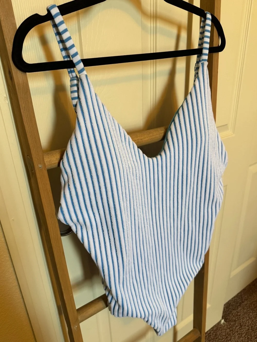aerie Terry Striped Scoop One Piece Cheeky Swimsuit